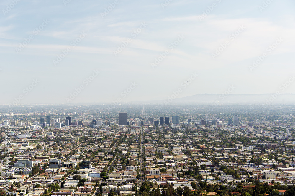 Ariel view of Los Angeles, California in summer time