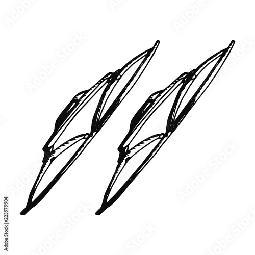 car wipers sketch isolated on white background