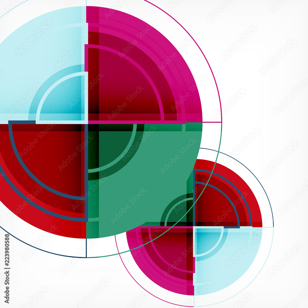 Obraz premium Creative circles geometric abstract background with 3d effect