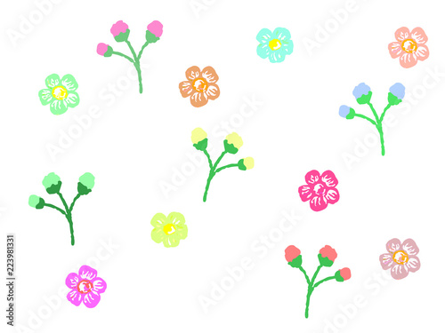 手描きでラフな花柄背景