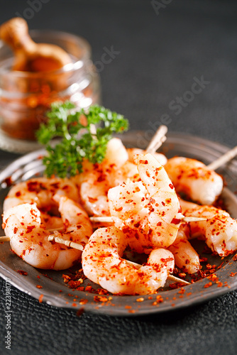 harissa spice mix - morrocan red hot chilles with king prawns