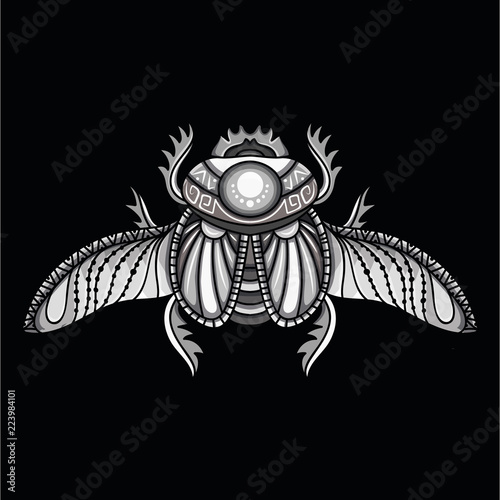 Egyptian scarab symbol of pharaoh, gods Ra, sun. Mythology t-shirt design, tattoos of ancient Egypt