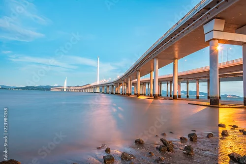 Obraz most i zatoka w Shenzhen, Chiny