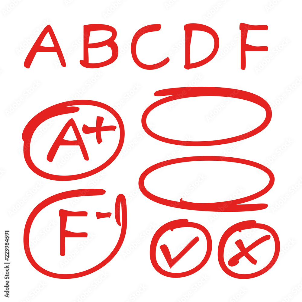 red hand drawn exam results, grade results red hand drawn exam results, grade results