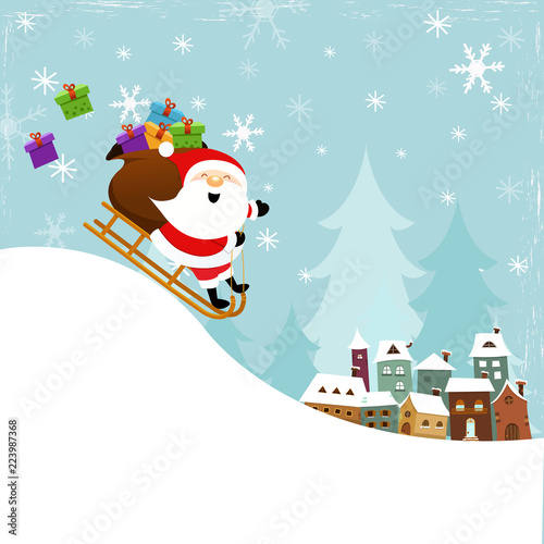 Cute Santa Sledding To Town