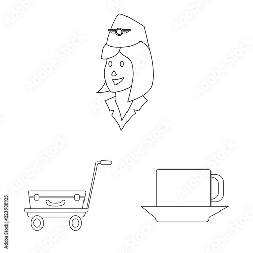 Vector design of airport and airplane sign. Set of airport and plane vector icon for stock.