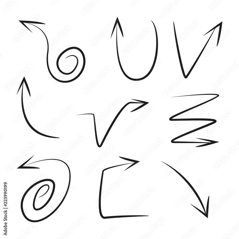 hand drawn arrows collection on white background hand drawn arrows collection on white background