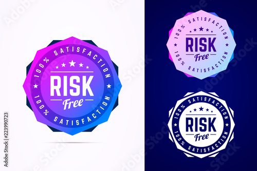 Risk free round badge. Vector sign in trendy gradient style.
