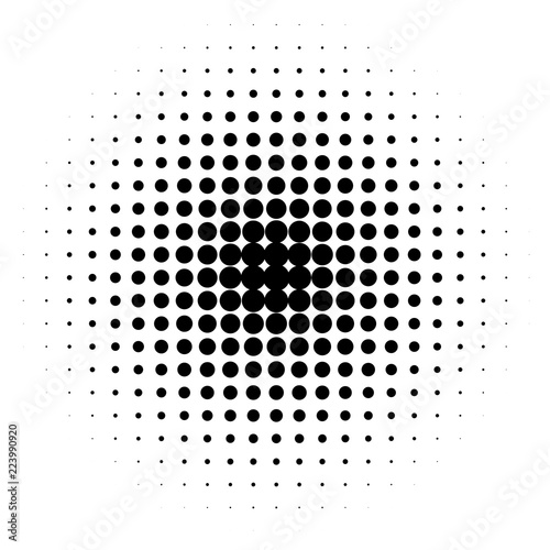 Circle in Halftone, Halftone Dot Pattern, Vector Illustration.