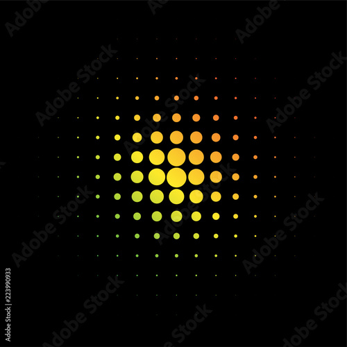 Colorful Rainbow Circle in Halftone, Halftone Dot Pattern, Vector Illustration.