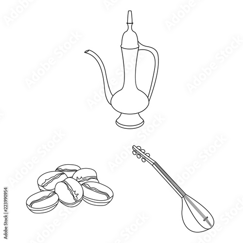 Turkey country outline icons in set collection for design.Travel and attractions vector symbol stock web illustration.