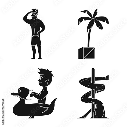 Isolated object of pool and swimming icon. Collection of pool and activity stock symbol for web.