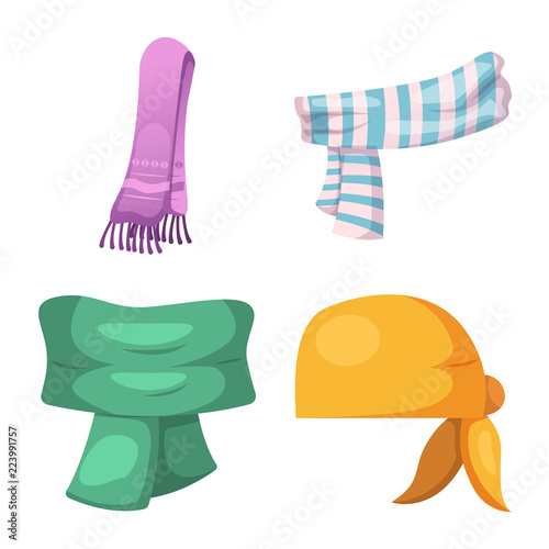 Isolated object of scarf and shawl icon. Set of scarf and accessory stock symbol for web.