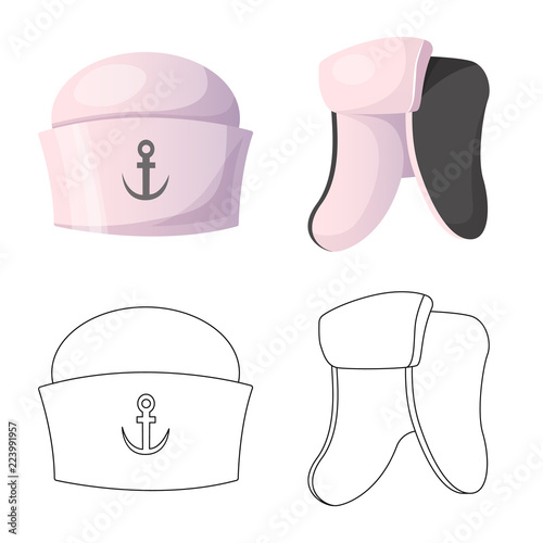 Isolated object of headgear and cap sign. Set of headgear and accessory vector icon for stock.
