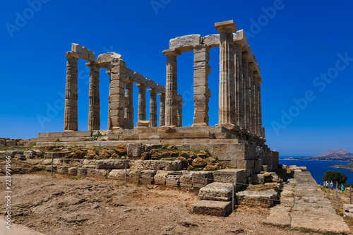Temple of Poseidon, Sounion, Athens, Greece. View from east