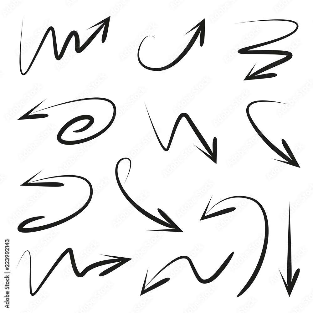 hand drawn arrows collection on white background hand drawn arrows collection on white background