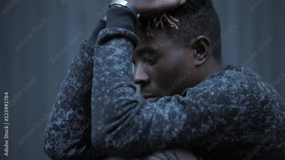 Sad depressed exhausted tired man