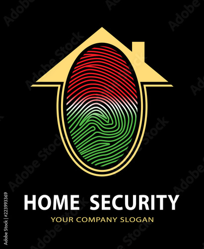 Home Security Fingerprint Logo. Vector illustration.