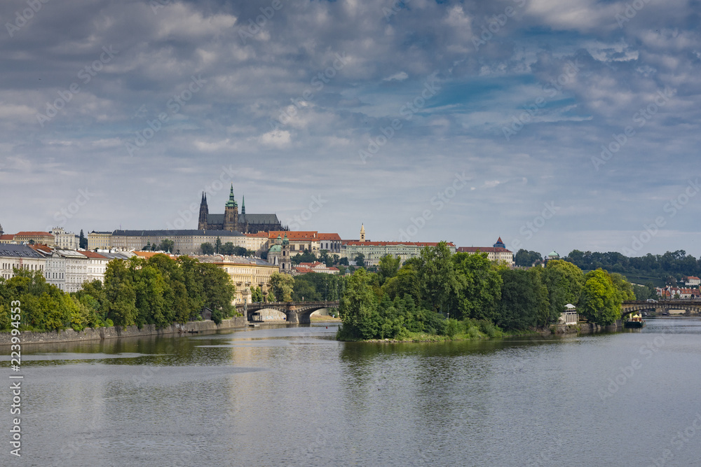 view of castle and charles bridge in prague view of castle and charles bridge in prague