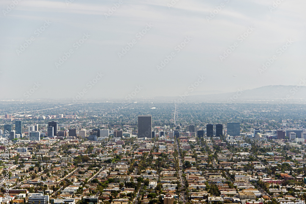 Ariel view of Los Angeles, California in summer time