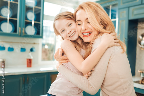 Happy with you. Charming girl expressing positivity while posing on camera © zinkevych