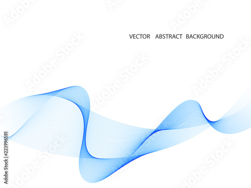 Abstract smooth color wave vector. Curve flow blue motion illustration. Smoke design.