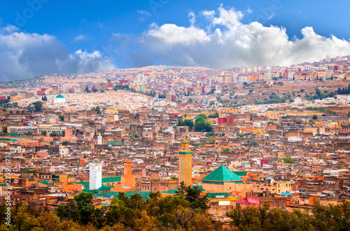 Aerial view on medina of beautiful city Fes, Morocco photo