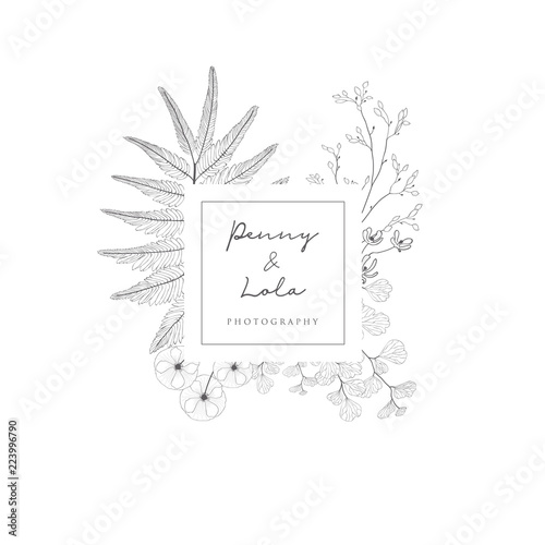 Vector Floristic Feminine Brand Logo Template Frame.