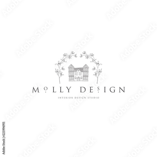 Vector Floristic Feminine Brand Logo Template Frame.