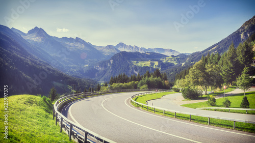 Konstfotografi Traveling to beautiful Alps in summer on sunny day