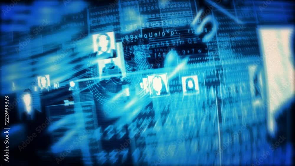 Social media user profiles person information concept animation fly through Social media user profiles person information concept animation fly through