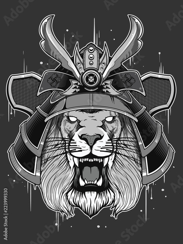 japan warrior with lion head