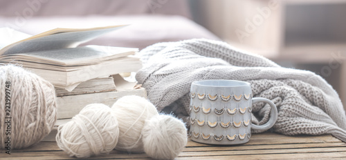 cozy warm still life in the living room