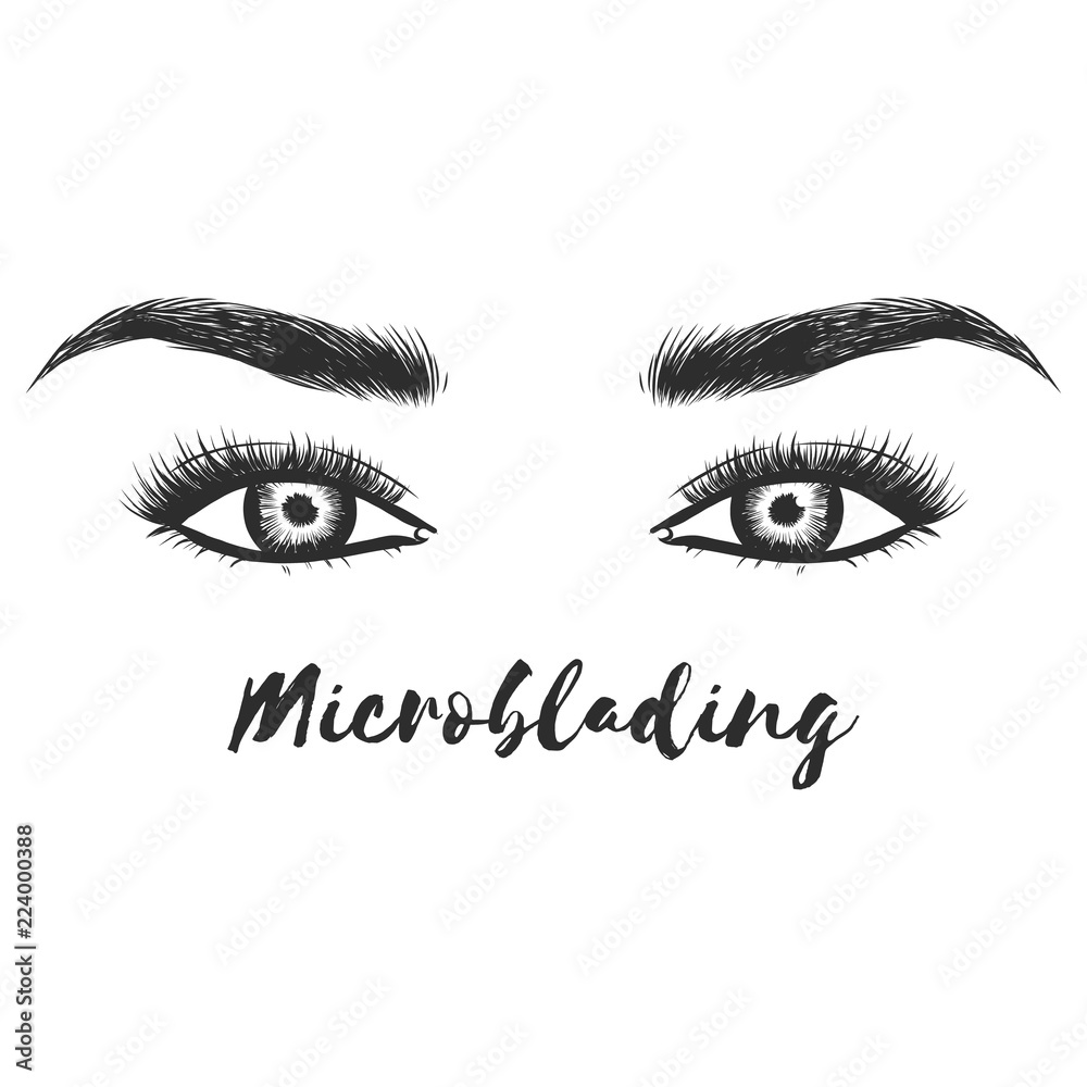 Beautiful hand drawing eyebrows for the logo of the master on the eyebrows and microblading master. Business card template. Beautiful hand drawing eyebrows for the logo of the master on the eyebrows and microblading master. Business card template.