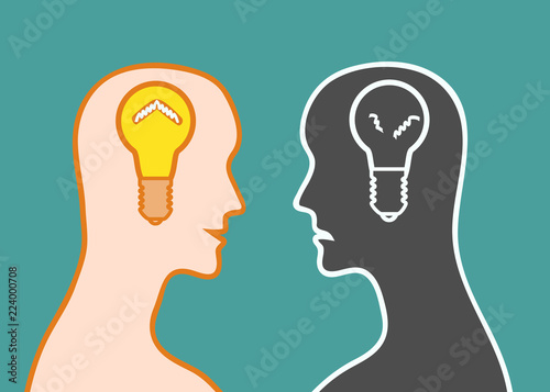 Shining lamp and lamp crashed inside head.