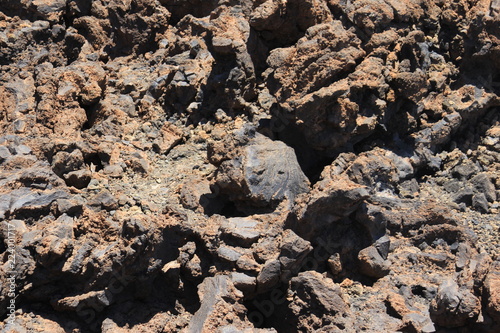 The view on the lava volcano with Teide National park of Tenerife, Canary Islands, Spain