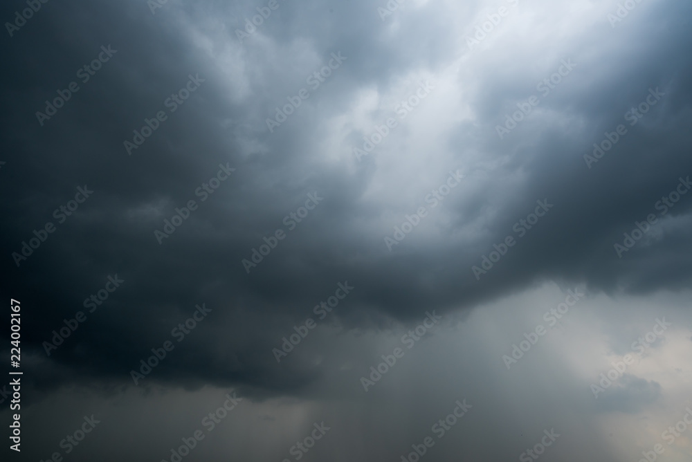 dark storm clouds with background,Dark clouds before a thunder-storm.