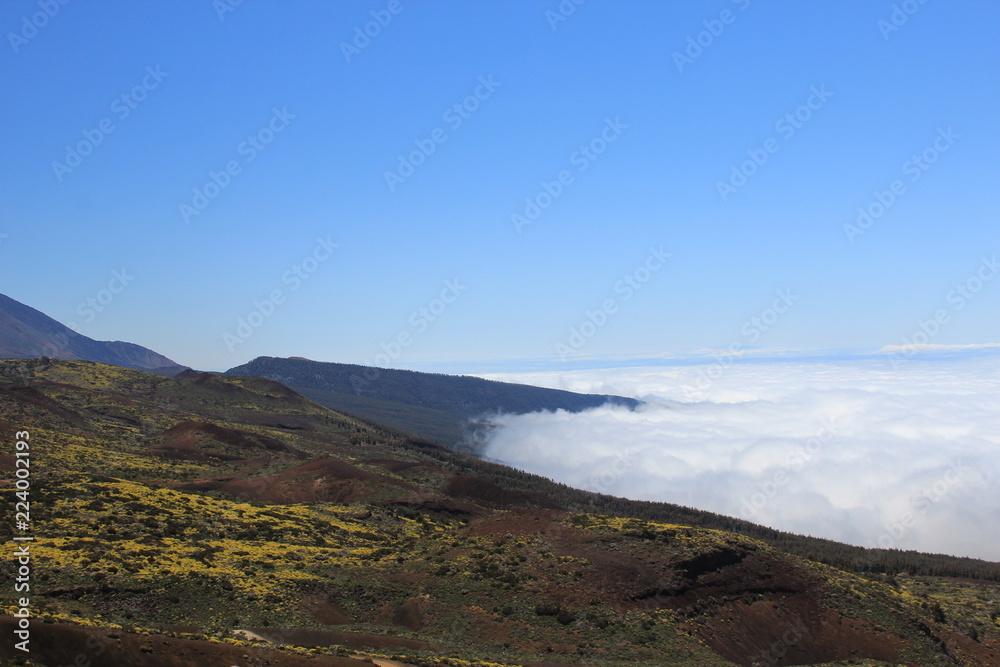 The view from volcano with Teide National park of Tenerife, Canary Islands, Spain
