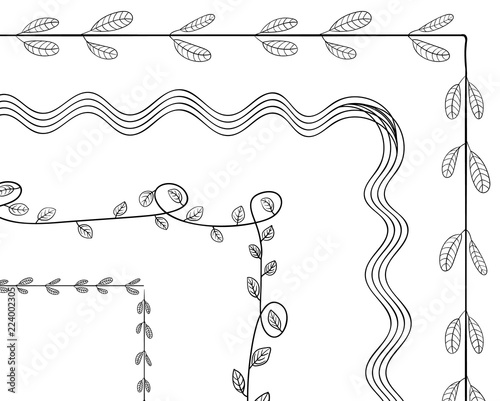 Vector Doodle Hand Drawn Frames Set, Black Drawings.