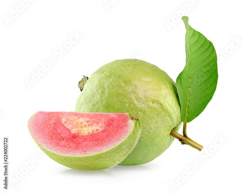 Pink Guava fruit isolated on white background photo