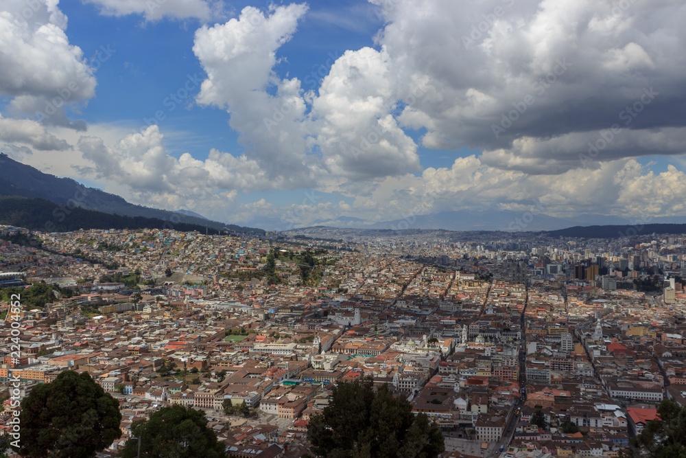 Aerial view over the capital of ecuador quito