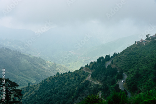 aerial view of roads in mountain