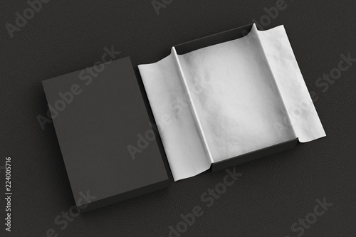 gift box mockup with unfolded wrapping paper