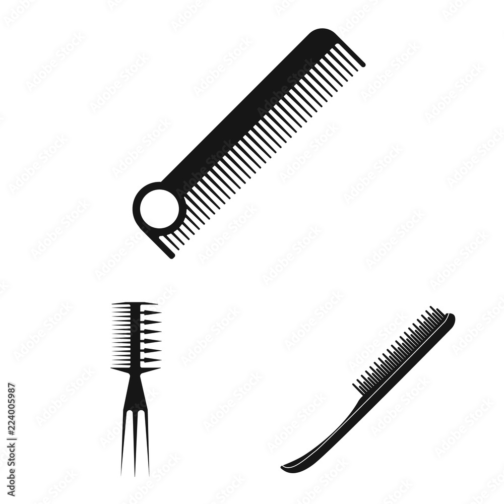 Vector illustration of brush and hair symbol. Collection of brush and hairbrush stock symbol for web.