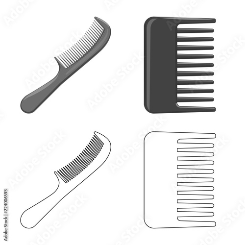 Isolated object of brush and hair icon. Collection of brush and hairbrush stock vector illustration.