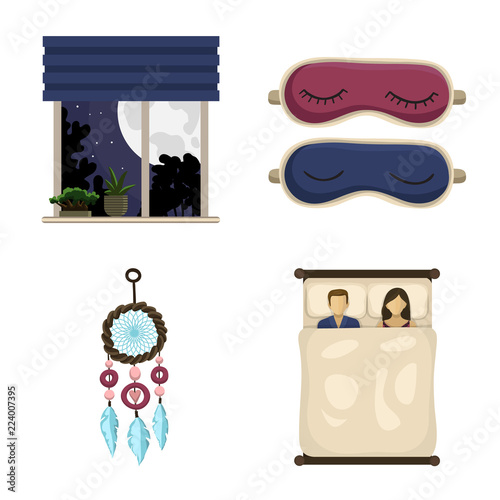 Vector illustration of dreams and night logo. Set of dreams and bedroom vector icon for stock.