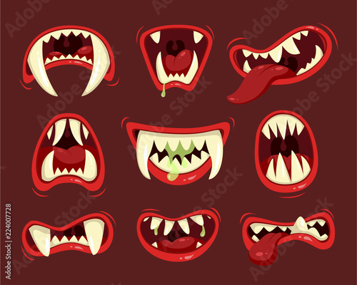 Monster angry and hungry mouth with teeth © Vikivector