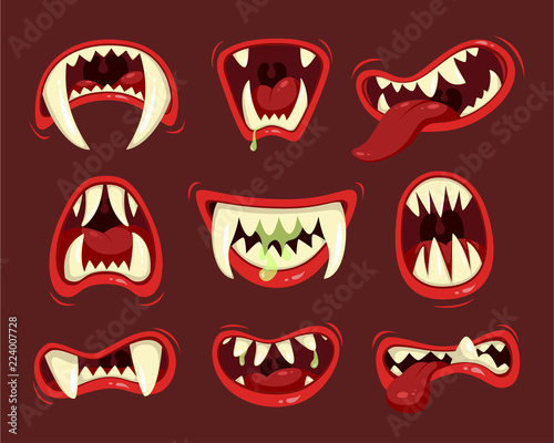 Monster angry and hungry mouth with teeth