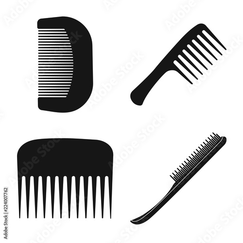Isolated object of brush and hair logo. Collection of brush and hairbrush stock vector illustration.