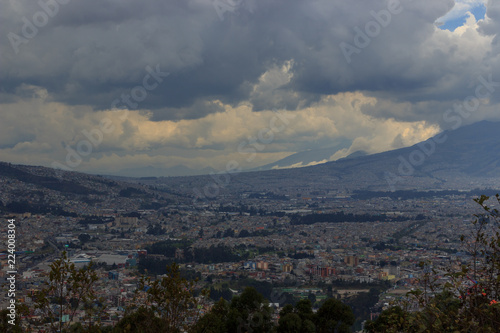 Aerial view over the capital of ecuador quito